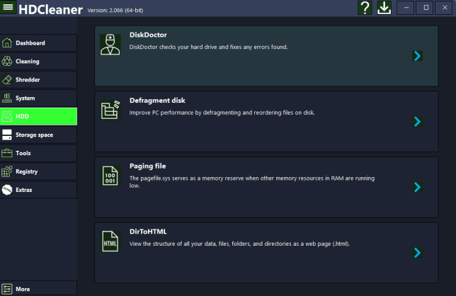 Раздел HDD в HDCleaner