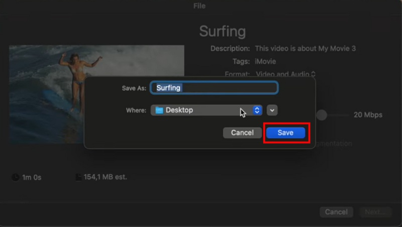 Настройка разрешения в мобильном iMovie