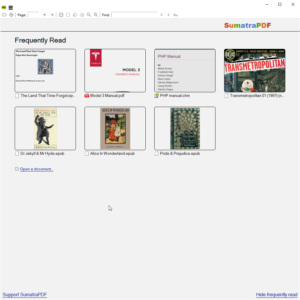 Интерфейс Sumatra PDF