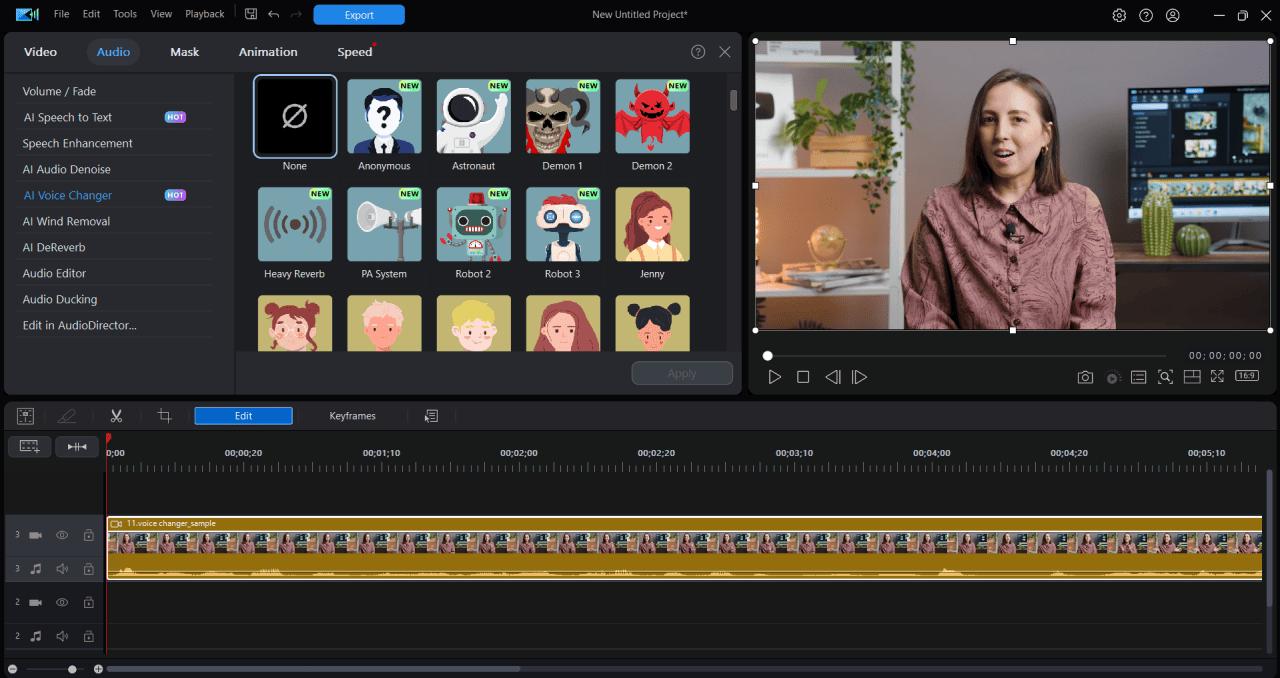 PowerDirector: инструмент смены голоса