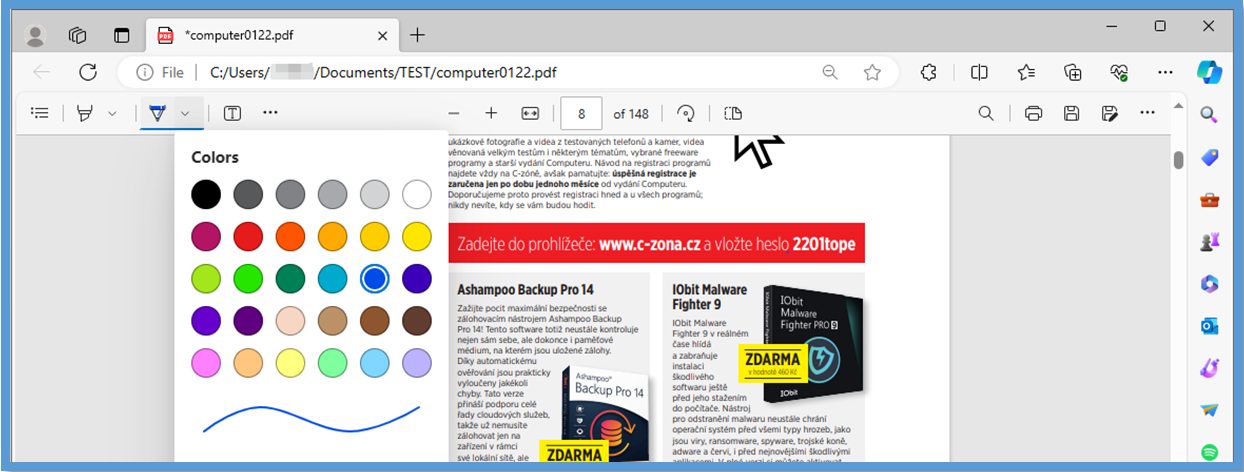 Рисование в PDF через Microsoft Edge