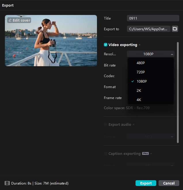 Экспорт улучшенного видео из CapCut на телефоне