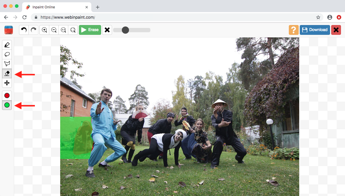 Настройка donor area в Inpaint Online