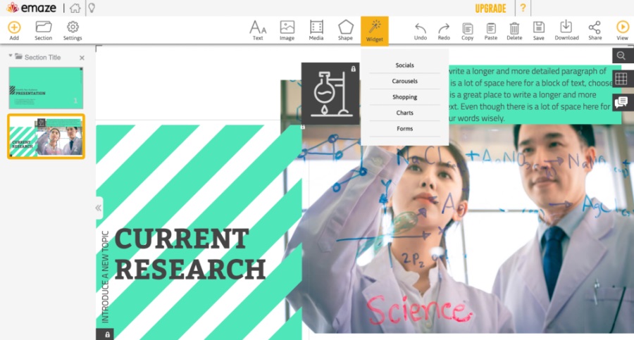Интерфейс Emaze