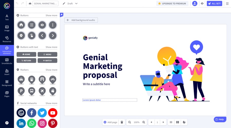 Интерфейс Genially