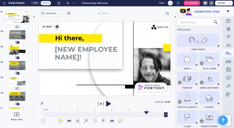 Интерфейс Powtoon