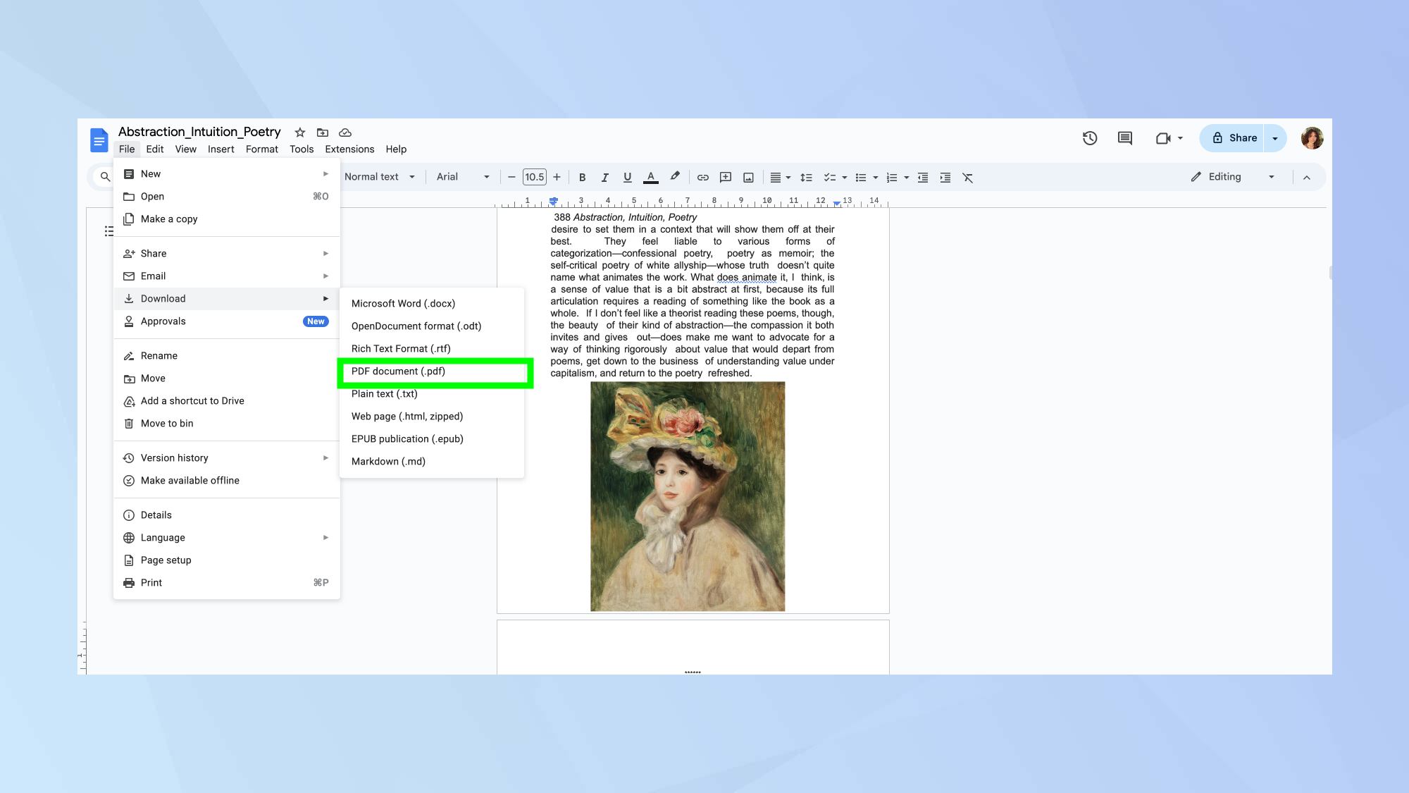 Сохранение документа Google обратно в PDF