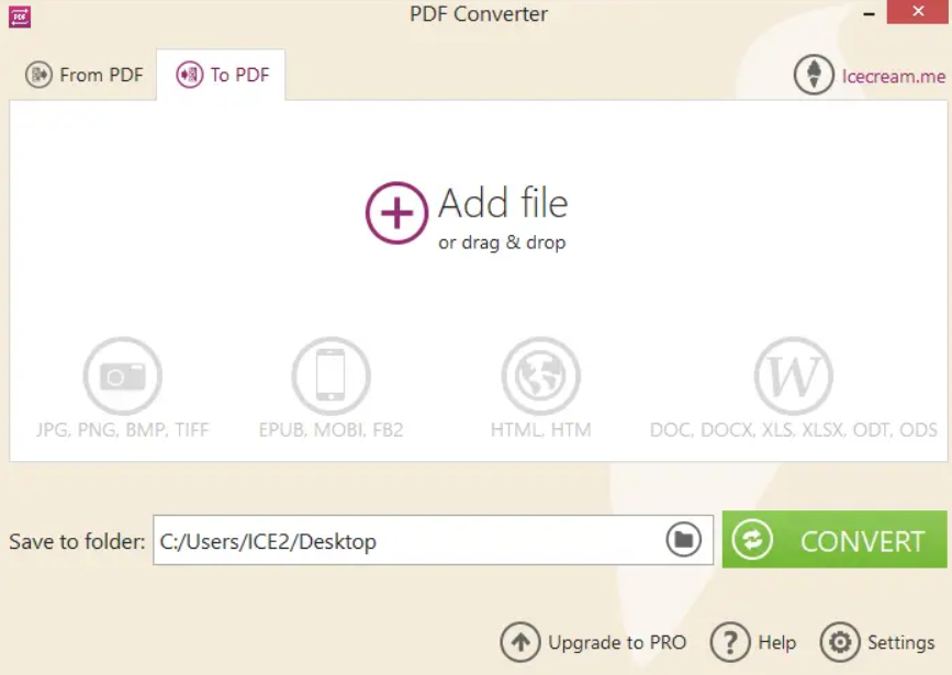 Icecream PDF Converter: PNG to PDF