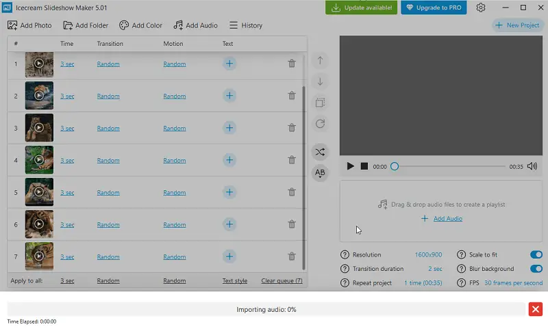 Добавление аудио в Icecream Slideshow Maker через блок Add Audio