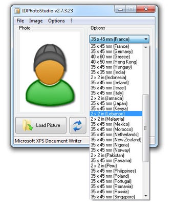 Выпадающий список форматов в IDPhotoStudio