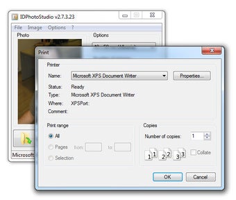 Диалог печати после подготовки листа в IDPhotoStudio