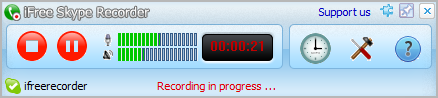 Главное окно iFree Skype Recorder во время записи