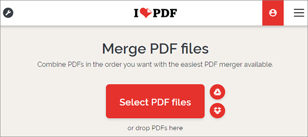 Объединение PDF в iLovePDF