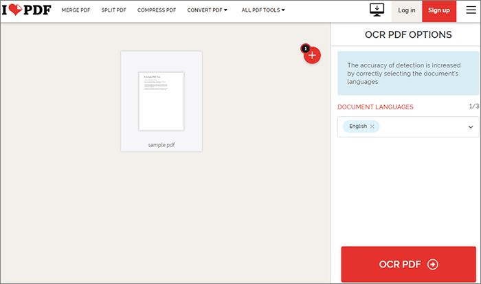 OCR PDF в iLovePDF