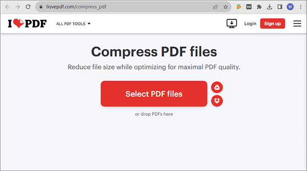Сжатие PDF в iLovePDF