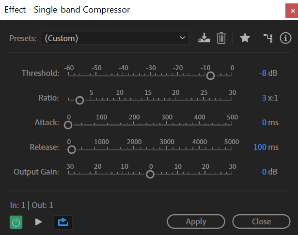 Single-band Compressor в Adobe Audition