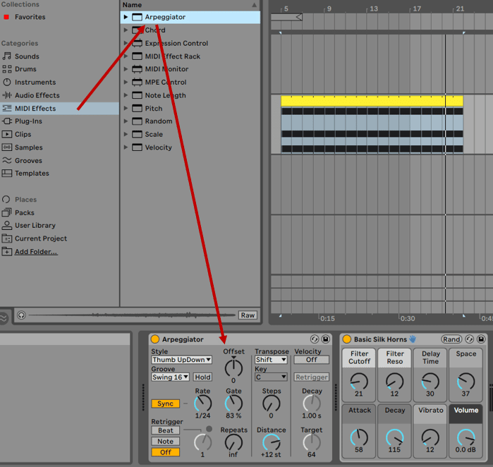 Работа с MIDI в Ableton Live