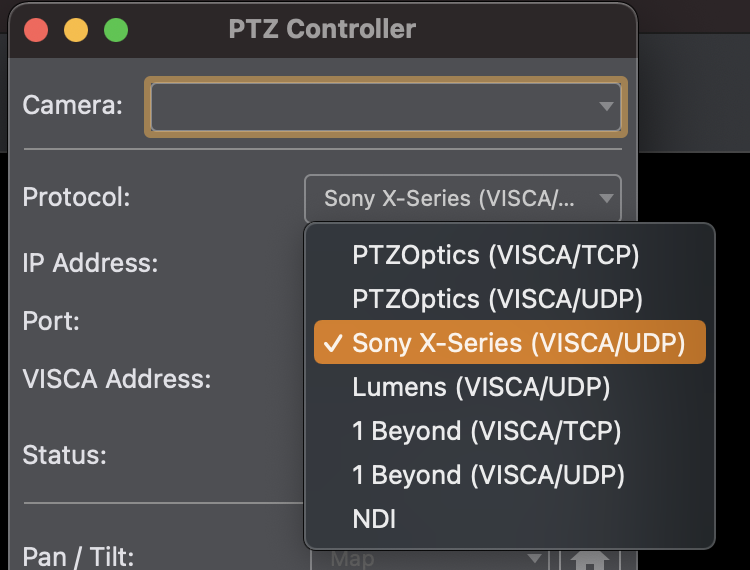 PTZ Controller в Wirecast