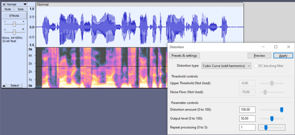 Фильтрация частот в Audacity