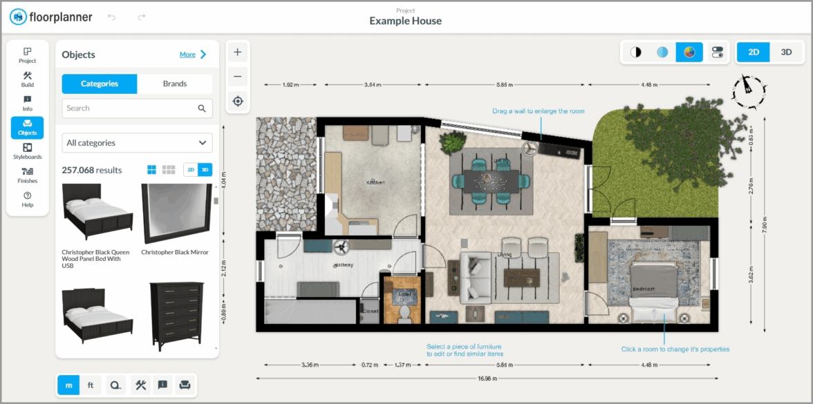 Интерфейс Floorplanner