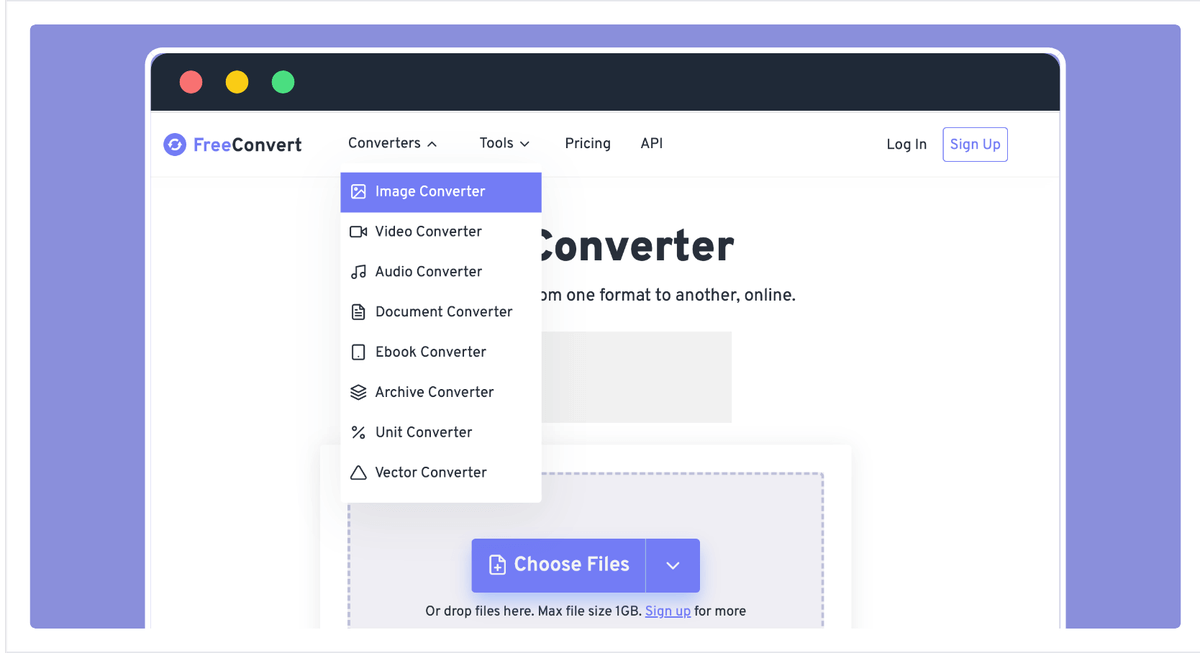 FreeConvert в браузере