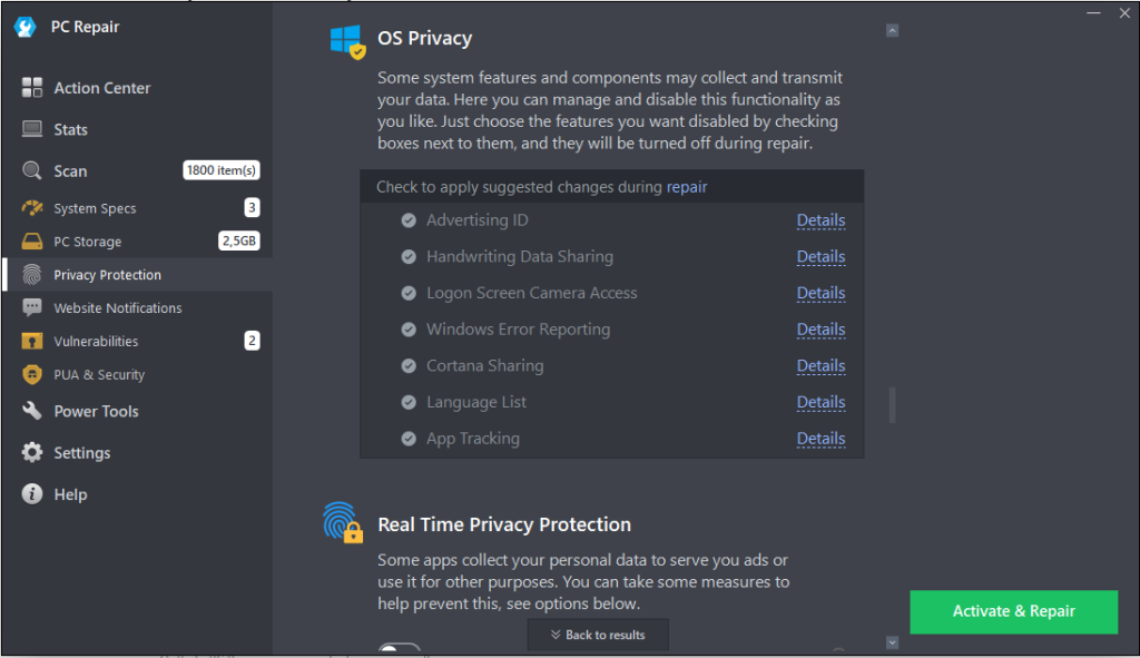 Outbyte PC Repair Privacy Protection