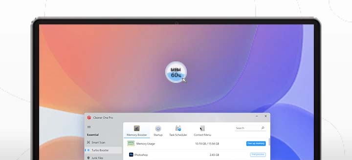 Виджет быстрого доступа и управления памятью