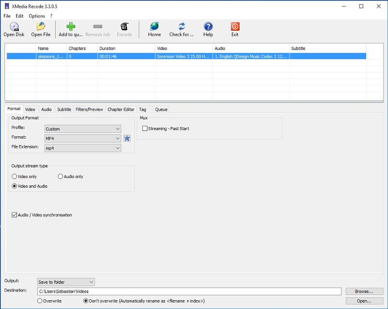 Интерфейс XMedia Recode