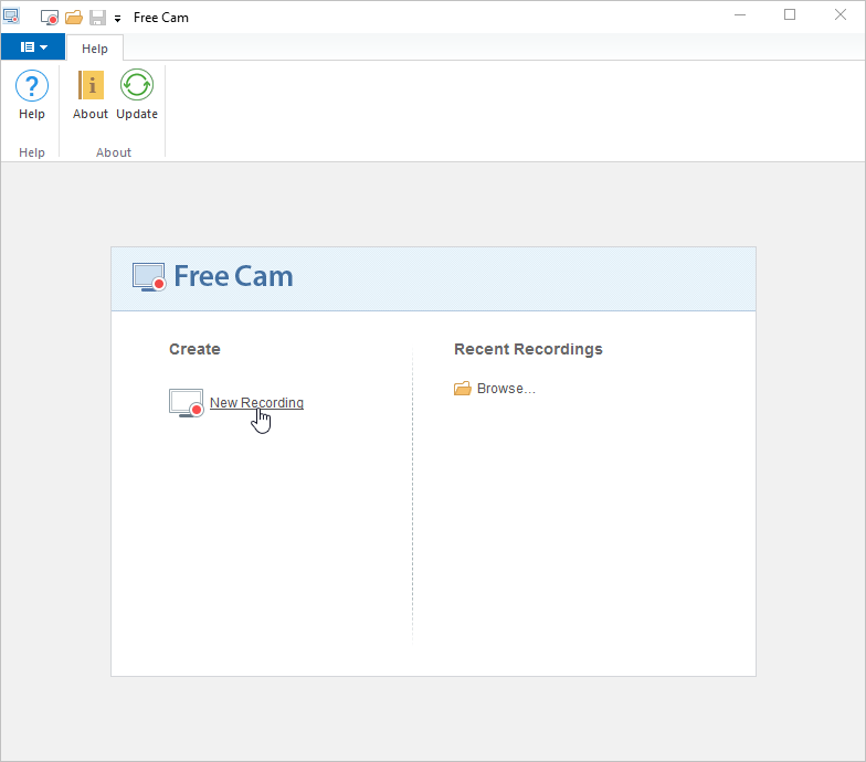 Стартовое окно iSpring Free Cam
