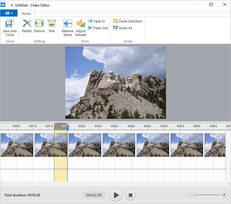 Редактор iSpring Free Cam с основными инструментами монтажа