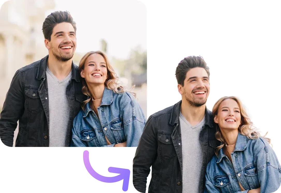 Пример удаления фона в BackgroundCut: исходное фото и готовый вырезанный объект