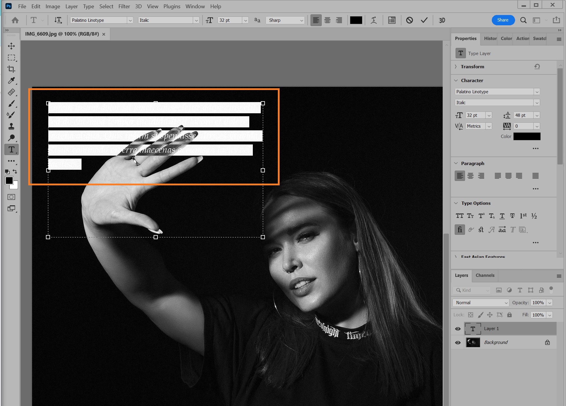 Adobe Photoshop — работа с текстом на изображении