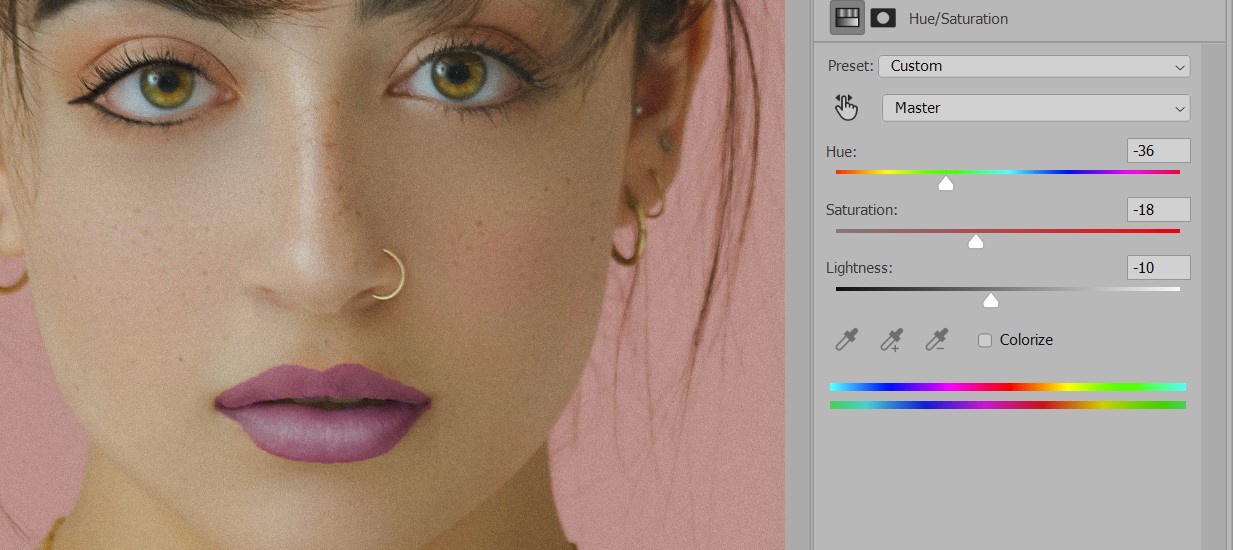 Adobe Photoshop — этапы коррекции губ, масок и растушёвки