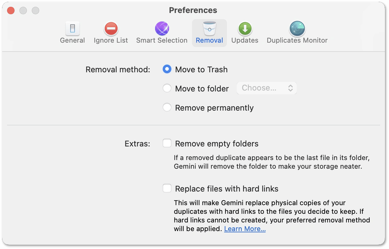 Gemini 2 — вкладка Removal