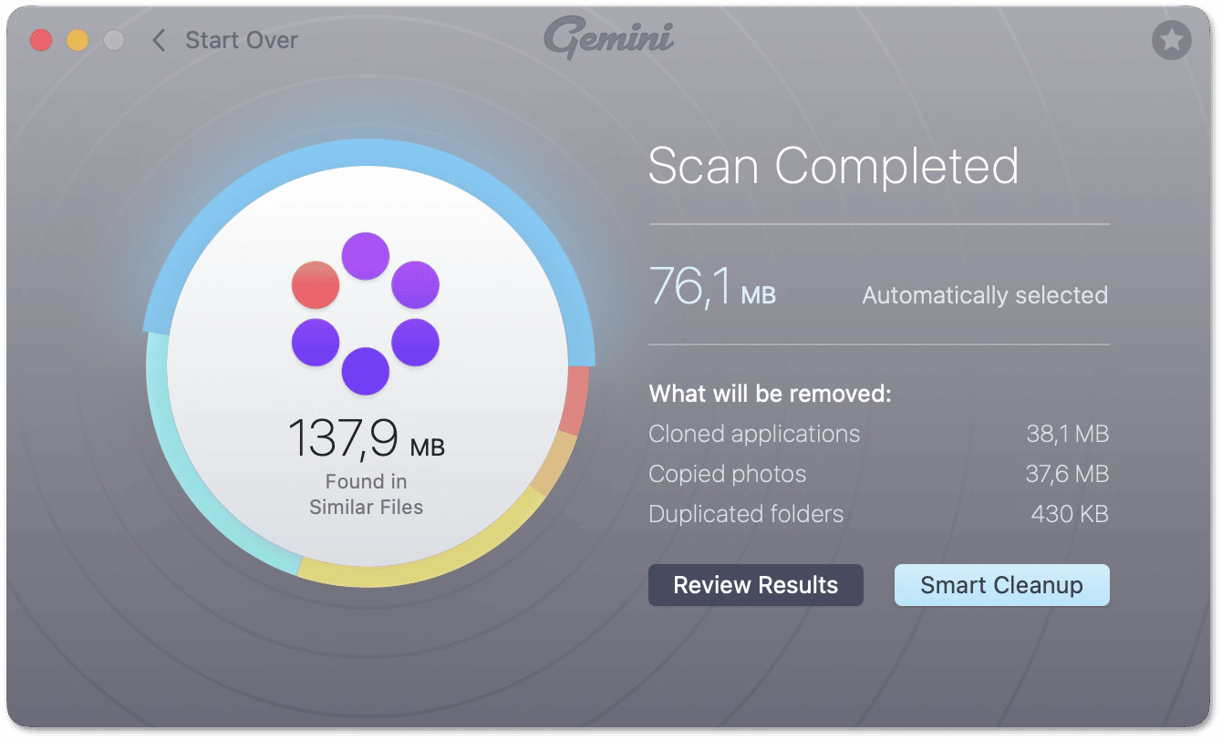 Gemini 2 — сводка после сканирования