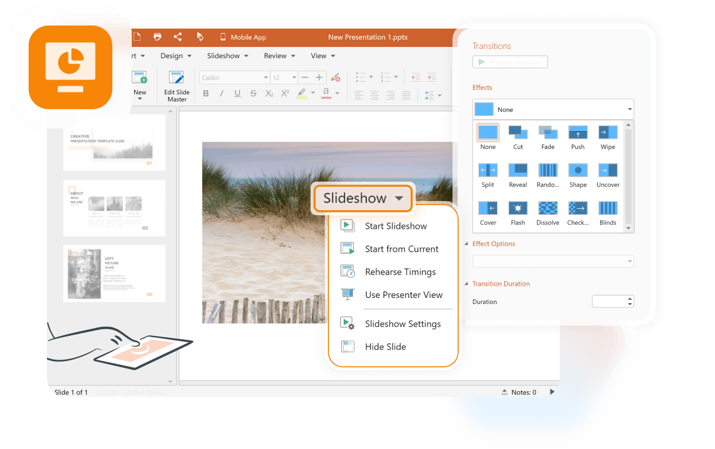Интерфейс MobiSlides