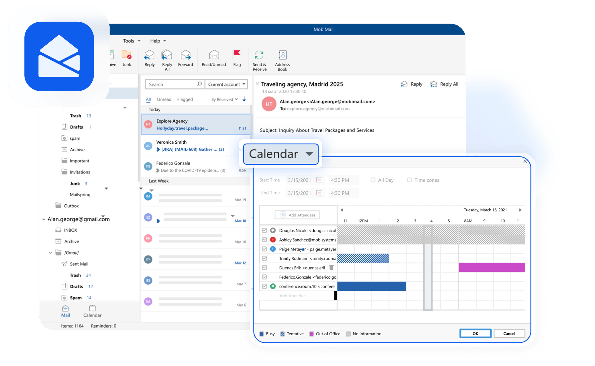 Интерфейс MobiMail