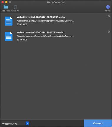 Интерфейс WebP Converter - AnyWebP на Mac