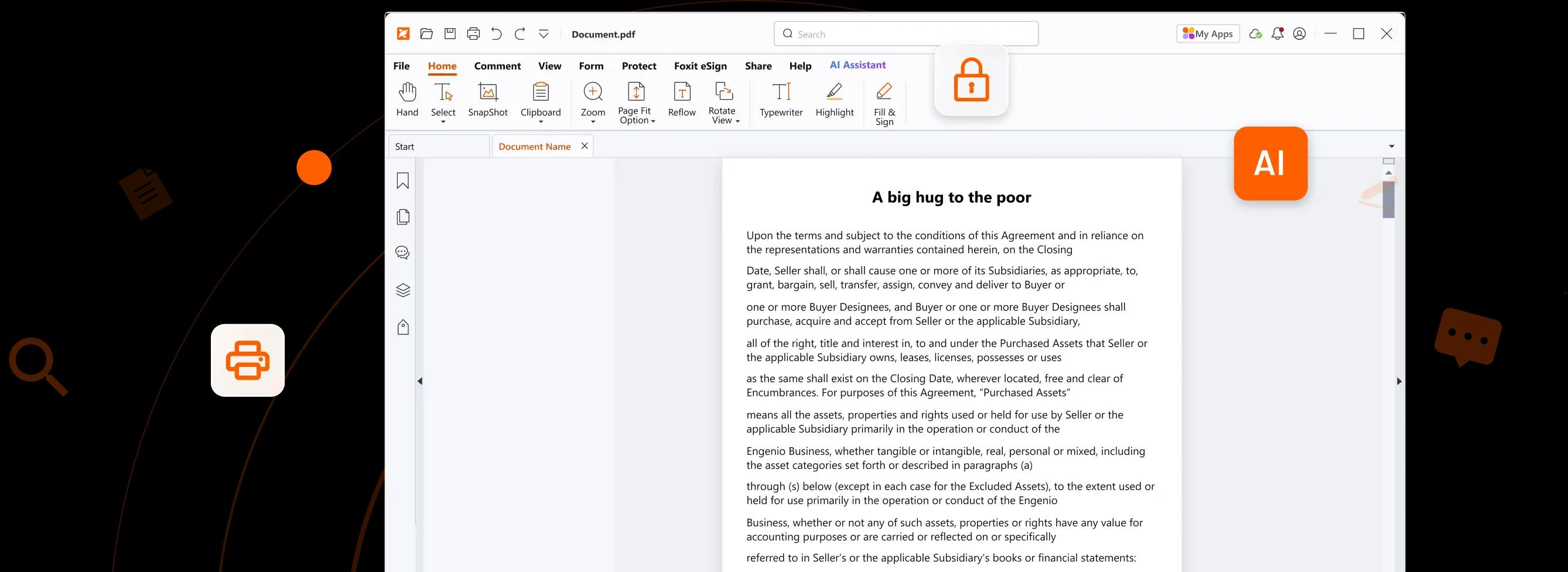 Главное окно Foxit PDF Reader с ленточным интерфейсом и открытым PDF-документом