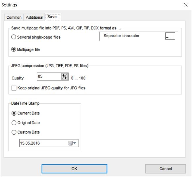 Able Batch Image Converter: Settings, вкладка Save