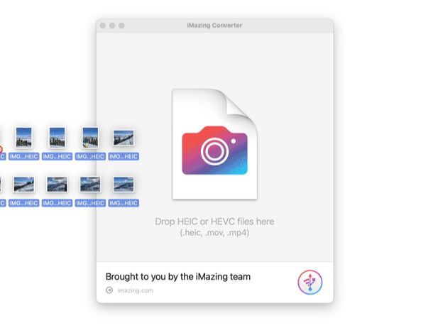 Процесс работы iMazing Converter с добавленными файлами и запуском конвертации