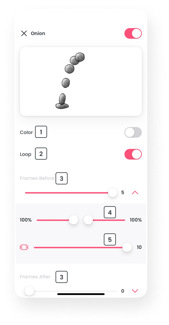 FlipaClip: настройки Onion Skin для рисованной анимации