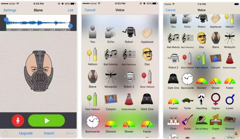 Интерфейс Voice Changer Plus