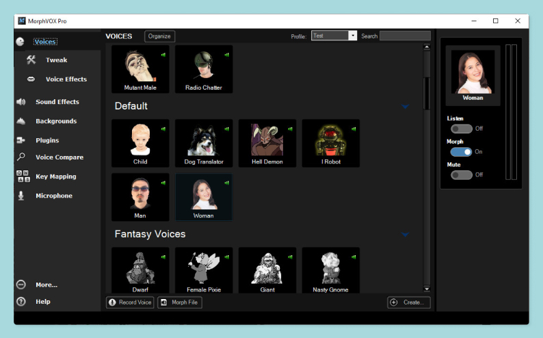 Интерфейс MorphVOX Pro