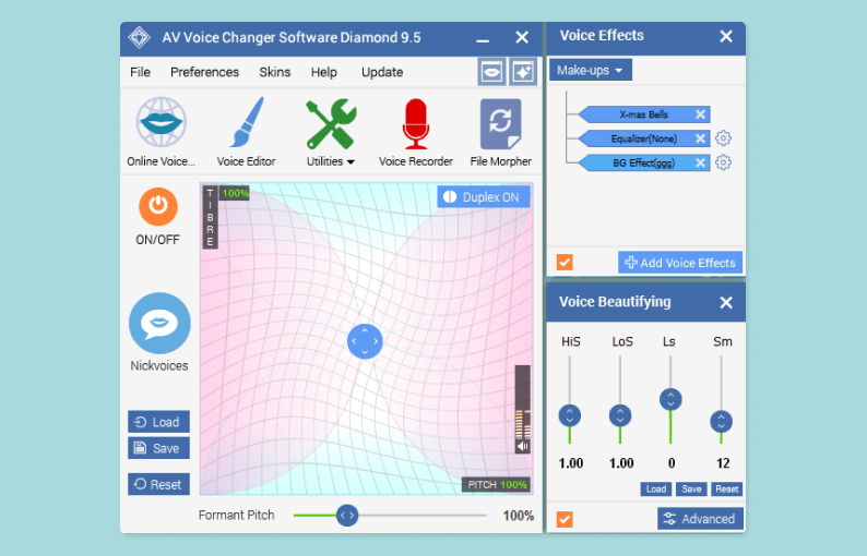 Интерфейс AV Voice Changer Diamond