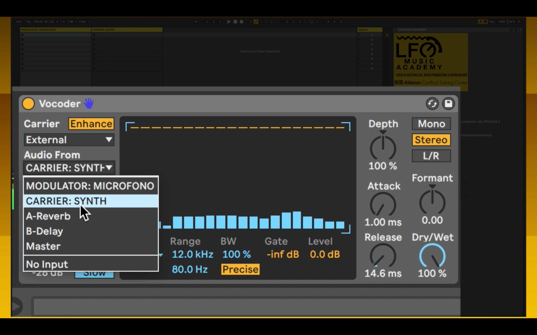 Настройка Vocoder в Ableton Live