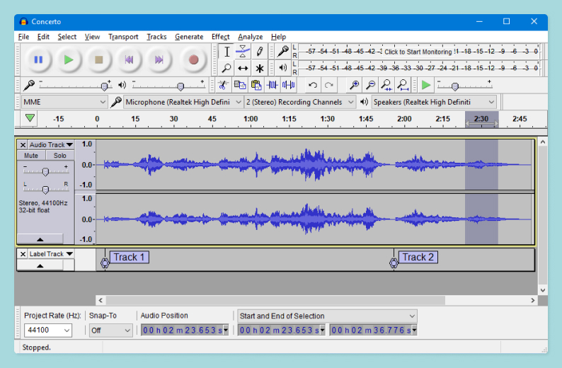 Интерфейс Audacity