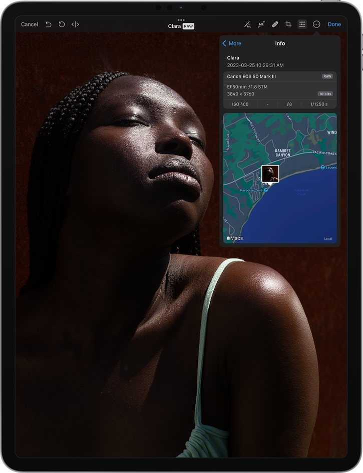 Photomator — работа с RAW