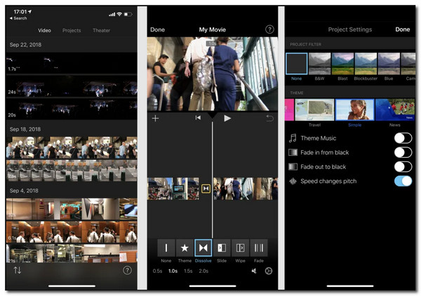 iMovie на iPhone для изменения размера видео