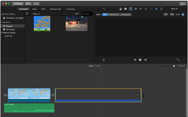 Интерфейс iMovie для редактирования AVI и других видео